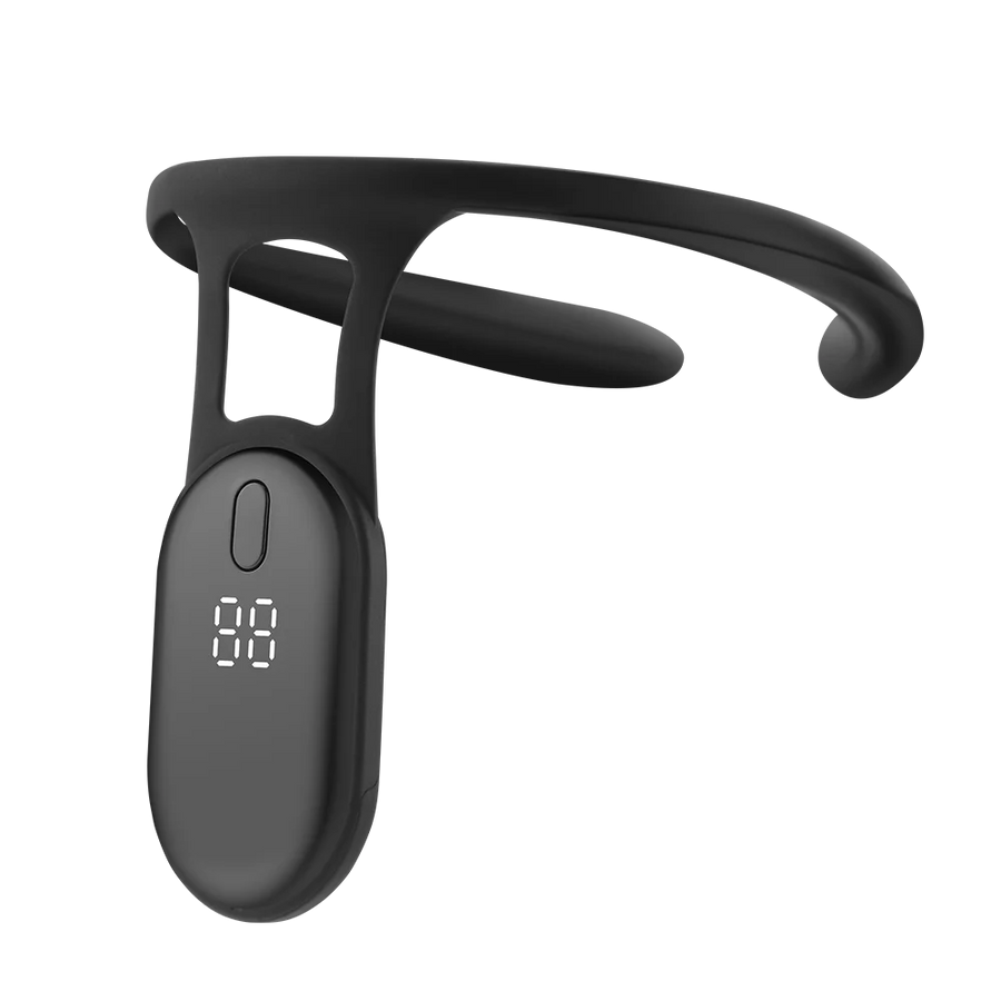 The Postuven Smart Posture Trainer device shown at an angle